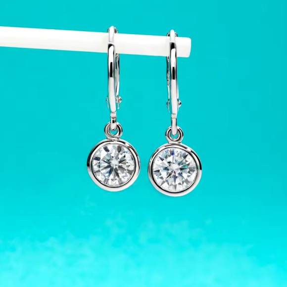 Classic DColor Moissanite2cctw Hoop Earrings 18KGold Plated 925SterliS-Certified - Picture 4 of 10